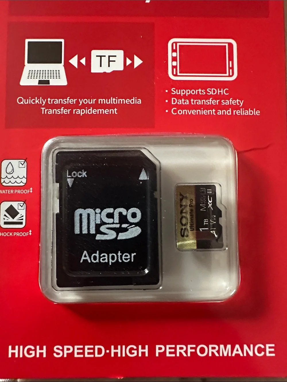 Sony 1 Tb Micro SD Card - Red and Black with Adapter